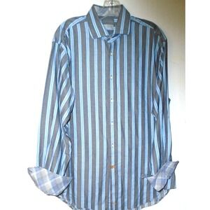 Thomas Dean Long Sleeve Flip Cuff Cotton Shirt Mens Large